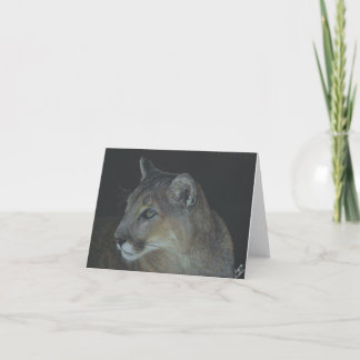 Cougar in Black, 4" x 5.6インチ折り畳みノートカード ノートカード