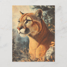 Cougar Mountain Lion Portrait Postkarte ポストカード