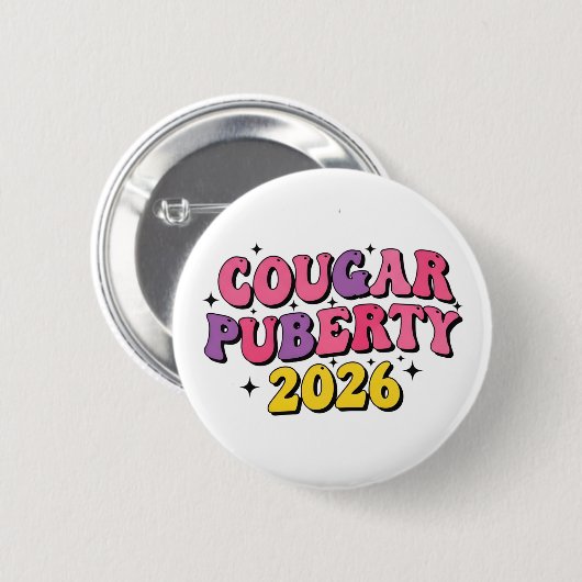 Cougar Puberty 2026 Retro Menopause Humor Funny 缶バッジ (正面&裏面)