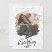 Coule エレガント Photo Black & White 結婚's 招待状 (正面)