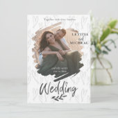 Coule エレガント Photo Black & White 結婚's 招待状 (スタンド正面)