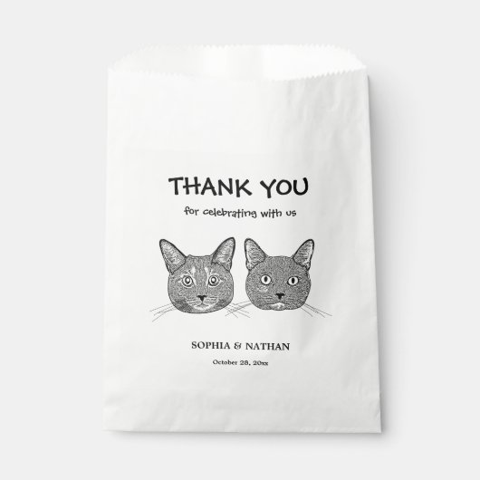 Coule Cat Handスケッチパーソナライズされたありがとう フェイバーバッグ (正面)