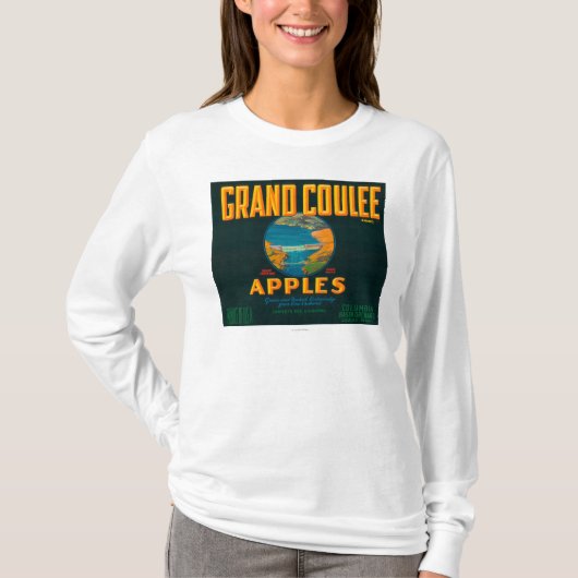 Coulee壮大なAppleのラベル- Coulee、WA Tシャツ (正面)