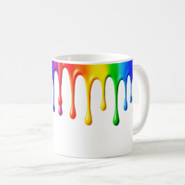 Coulures arc en ciel autour d'un mug. コーヒーマグカップ