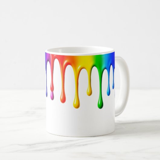 Coulures arc en ciel autour d'un mug. コーヒーマグカップ (正面右)