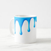 Coulures de peinture bleu sur fond blanc. コーヒーマグカップ (正面左)