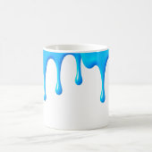 Coulures de peinture bleu sur fond blanc. コーヒーマグカップ (中央)
