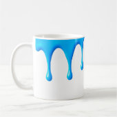 Coulures de peinture bleu sur fond blanc. コーヒーマグカップ (左)