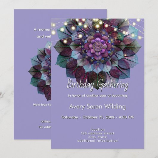 Council of Leaves | Mandala Art P&B 招待状 (正面/裏面)