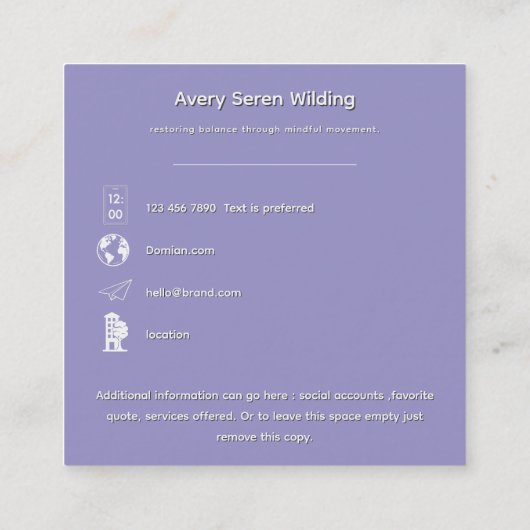 Council of Leaves | Mandala Design P&B スクエア名刺 (裏面)