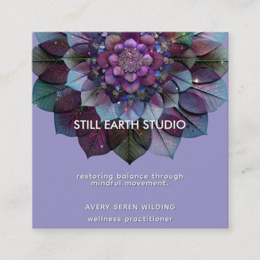 Council of Leaves | Mandala Design P&B スクエア名刺 (正面)