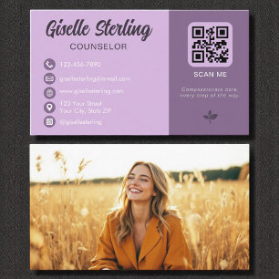 Counselor Lavender Purple QRコード写真 名刺