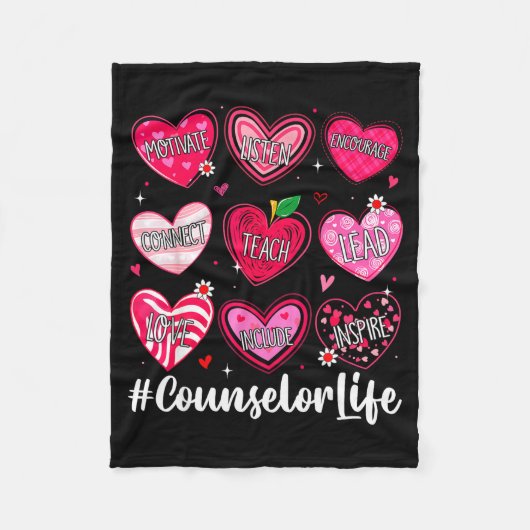 Counselor Life School Counseling Hearts School Val フリースブランケット (正面)