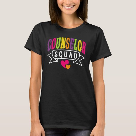 Counselor Squad Heart Back To School Counseling Te Tシャツ (正面)