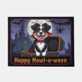 Count Australian Shepherd Happy Howl-o-ween ドアマット (正面)