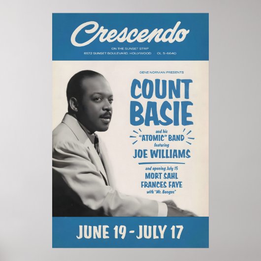 Count Basie jazz poster - Live At the Crescendo ポスター (正面)