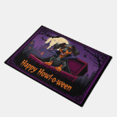 Count Dachshund Happy Howl-o-ween ドアマット (アングル)