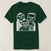 Count Dracula, Frankenstein and Wolfman Halloween Tシャツ (デザイン正面)