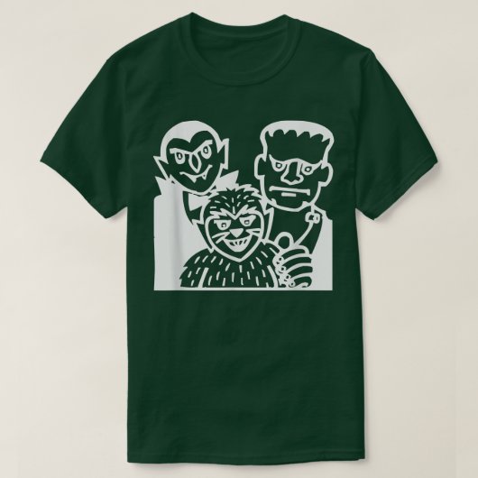 Count Dracula, Frankenstein and Wolfman Halloween  Tシャツ (デザイン正面)