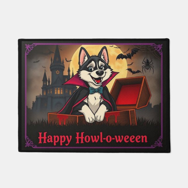 Count Husky Happy Howl-o-ween ドアマット (正面)