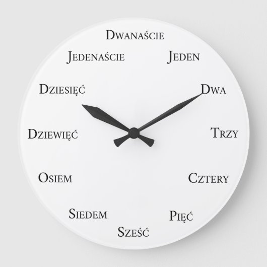 Count in Polish Language ラージ壁時計 (正面)
