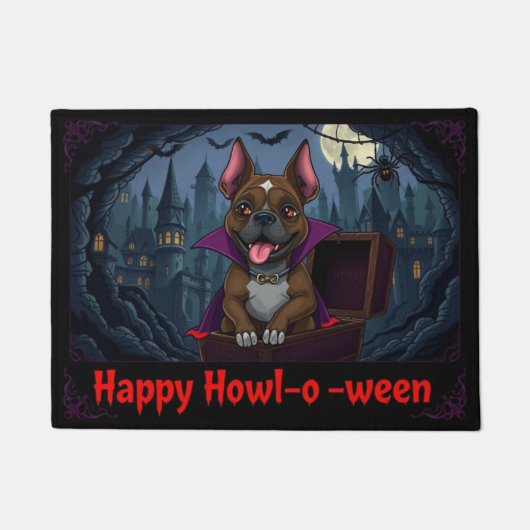 Count Pitbull Happy Howl-o-ween ドアマット (正面)