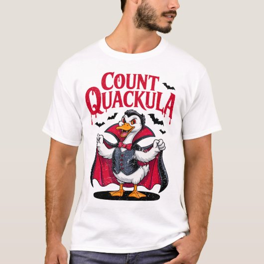 Count Quackula Funny Halloween Vampire Duck Tシャツ (正面)