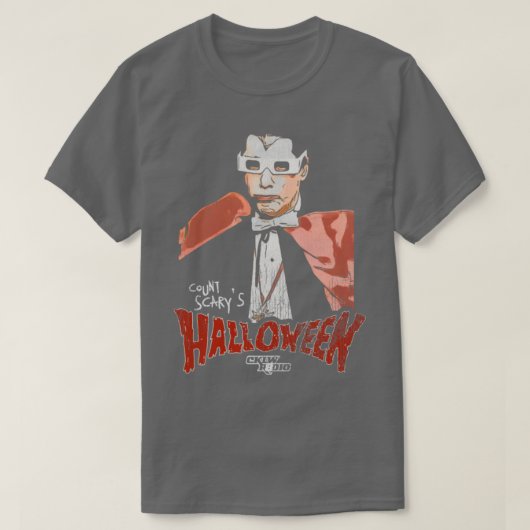 Count Scarys Halloween 80sホラーラジオホスト Tシャツ (デザイン正面)
