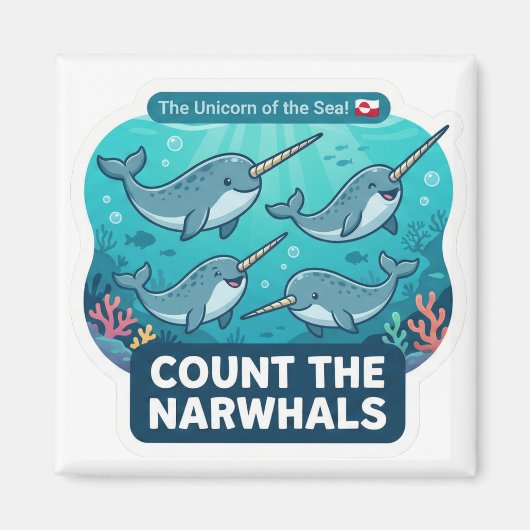 Count the Narwhals – Unicorn of the Sea Learning マグネット (正面)