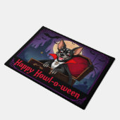 Count Xoloitzcuintli Happy Howl-o-ween ドアマット (アングル)