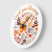 Count Your Blessings – Autumn Floral Wreath ラージ壁時計 (傾斜)