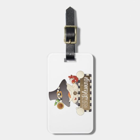 Count Your Blessings Snowman Pilgrim ラゲッジタグ (正面縦)
