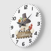 Count Your Blessings Snowman Pilgrim ラージ壁時計 (傾斜)