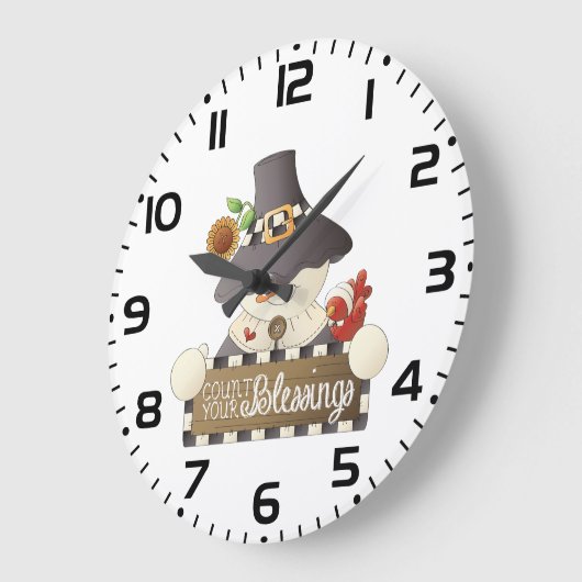 Count Your Blessings Snowman Pilgrim ラージ壁時計 (傾斜)