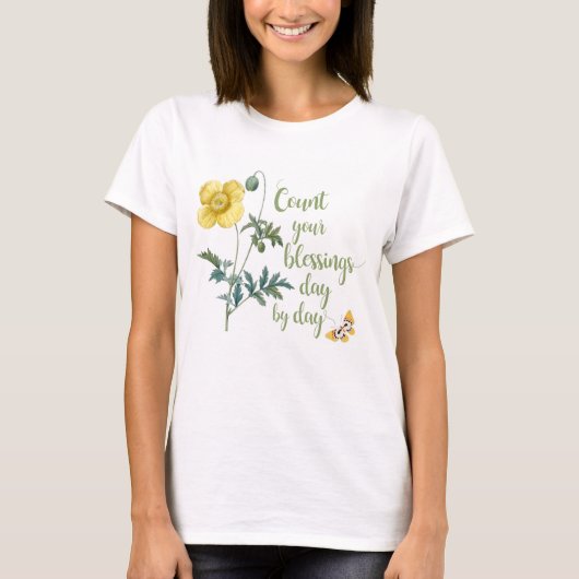 Count your blessings - vintage Yellow poppy Tシャツ (正面)