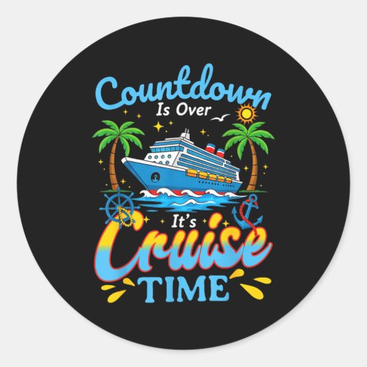 Countdown Is Over It's Cruise Time Men Women Coupl ラウンドシール (正面)