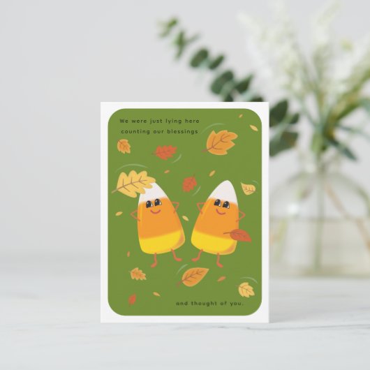 Counting Blessings | Green Candy Corn Fall シーズンポストカード (スタンド正面)