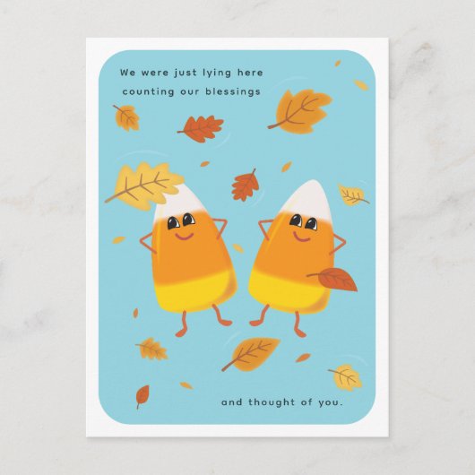 Counting Blessings | Sky Blue Candy Corn Fall Card シーズンポストカード (正面)