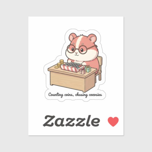 Counting Coins, Chasing Cozies Cute Hamster Money シール (シート)