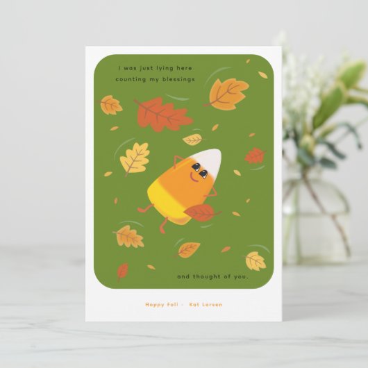 Counting My Blessings | Cute Green Candy Corn Fall シーズンカード (スタンド正面)