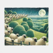 Counting Sheep フリースブランケット (正面(横))