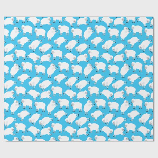 Counting Sheep Blue Nursery Pattern ラッピングペーパー (フラット)