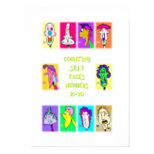 Counting Silly Faces Book #3: 21～30の数字ポスター