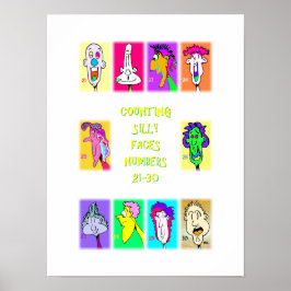 Counting Silly Faces Book #3: 21~30の数字ポスター ポスター
