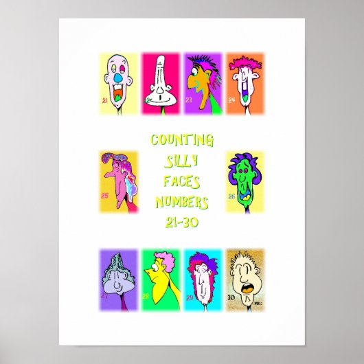Counting Silly Faces Book #3: 21～30の数字ポスター ポスター (正面)