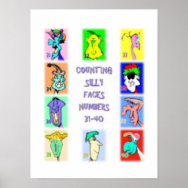 Counting Silly Faces Book #4: 31-40の数字ポスター ポスター