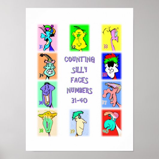 Counting Silly Faces Book #4: 31-40の数字ポスター ポスター (正面)