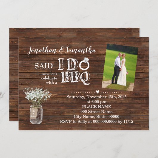 Countryは私がBBQの後にエロペメントを行うと結婚言った 招待状 (正面/裏面)