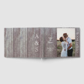 Countryまたは素朴Dark Wood Photo結婚'またはパーティー ゲストブック (全面)