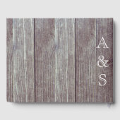 Countryまたは素朴Dark Wood Photo結婚'またはパーティー ゲストブック (裏面)